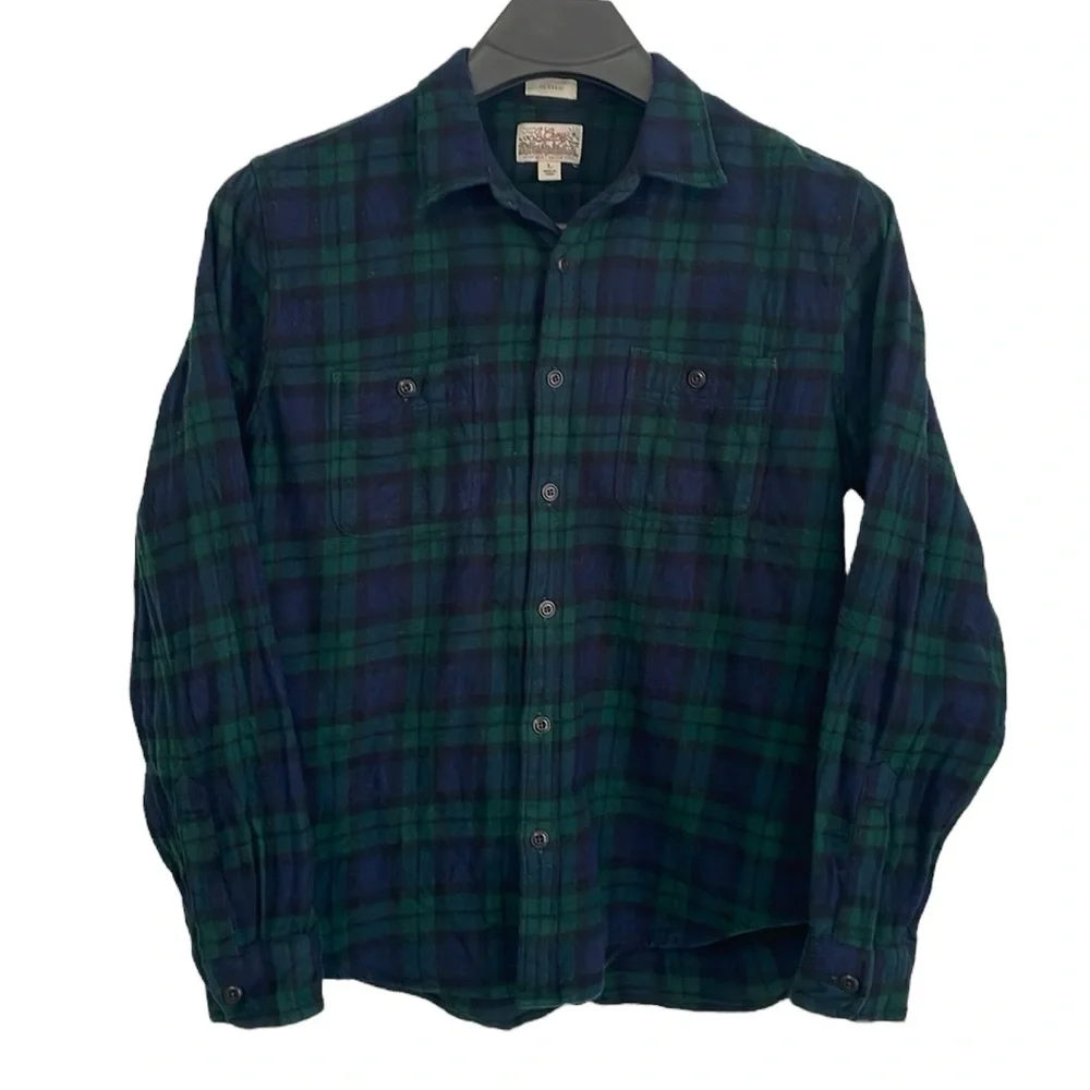 J.Crew mens Size Large 100% cotton double brushed mid-weight plaid flannel shirt